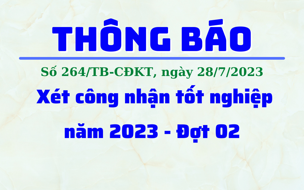 Thông báo - Xét công nhận tốt nghiệp năm 2023 - Đợt 02